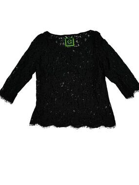 C Wonder Floral Fairy Grunge Blouse 8 Black Lace Whimsygoth Indie Romantic Y2K